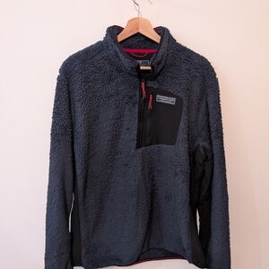 Vineyard Vines Stillwater Navy Blue Men's Sherpa Quarter Zip Pullover Size Large